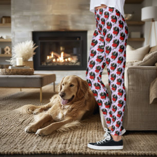 Leggings Lavanda de rosas rojas de dragón negro