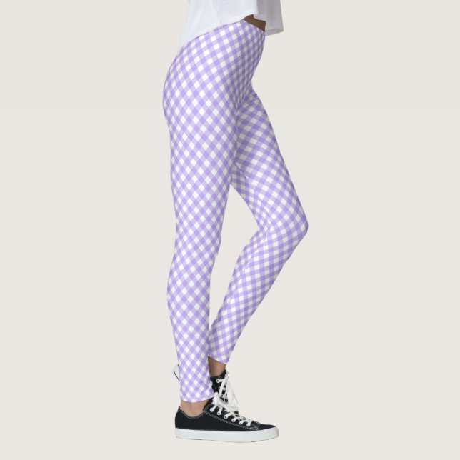 Leggings Lavanda diagonal y tablero de verificación blanco (Derecha)