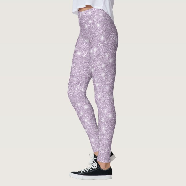 Leggings Lavanda Femenina Brillo Falso Destello (Izquierda)