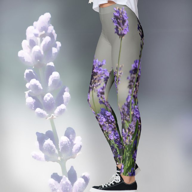 Leggings Lavanda Flores Florales Botánicas Leyendas Gris (Subido por el creador)
