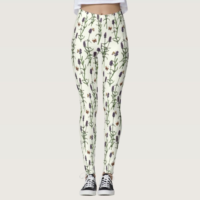 Leggings Lavanda y mariposas en blanco roto (Anverso)