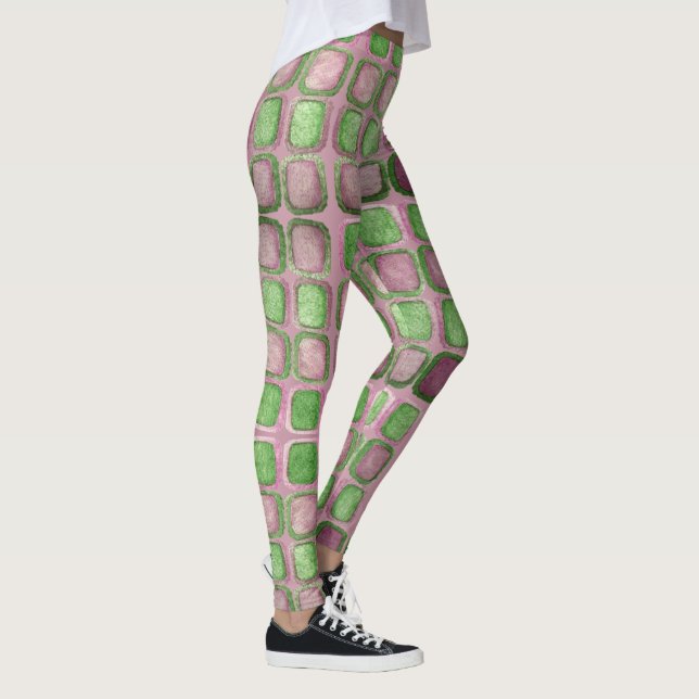 Leggings Lavanda y plazas verdes (Derecha)