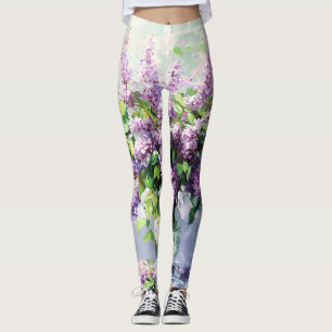 Leggings Lavender Blooming Lilac Bouquet