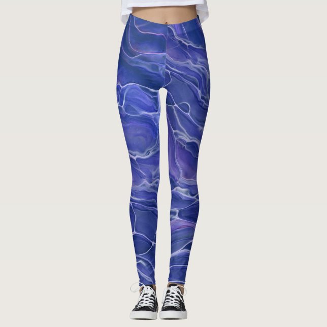 Leggings Lavender Marble azul Acrílico Resumen (Anverso)