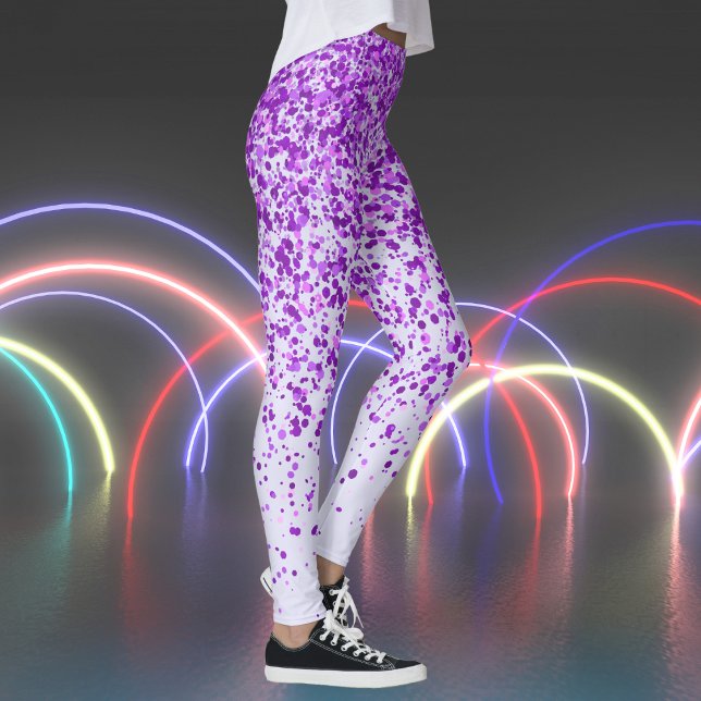Leggings Lavener con imprenta de pecas púrpuras (Lavener with Purple Freckles Print Leggings)