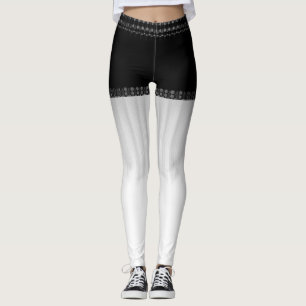 Leggings LavishlyOn Denim & Lace Shorts Black & White