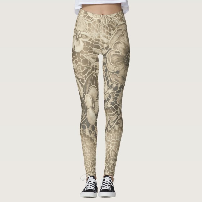 Leggings "Lazo blanco de cosecha de cobweb" (Anverso)