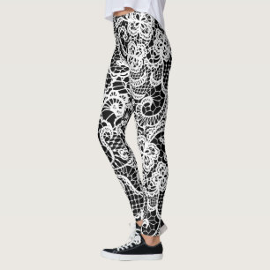 Leggings Lazo blanco sobre negro