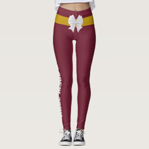 Leggings Lazo dorado burgundy vintage de Navidad personaliz
