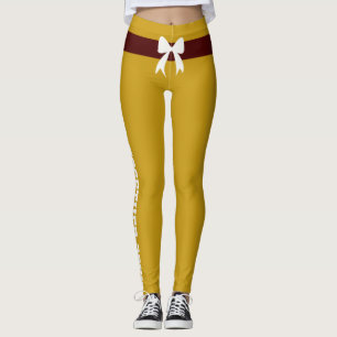 Leggings Lazo personalizado de Navidad Oxblood Saffron Gold