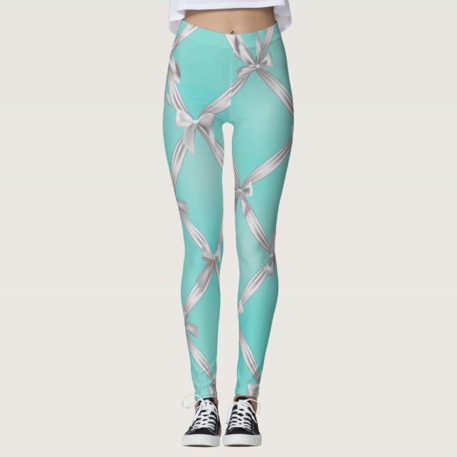 Leggings Lazos Blancos Azul Huevo de Robin Turquesa (Anverso)