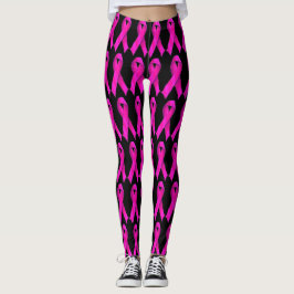 Leggings Lazos Rosa Brillante 4 Apoyo Conciencia del Cáncer