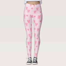 Leggings Lazos y Corazones Rosados Coque