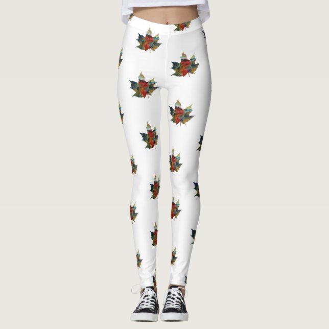 Leggings Leaf, Coloridas Leyendas Personalizados Foliage (Anverso)