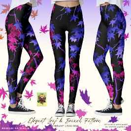 Leggings Leaf elegante y ramas Patrón vibrante piernas vibr