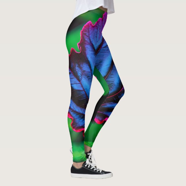 Leggings Leafy Neon Blue en Vivid Green (Derecha)