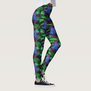 Leggings Leafy Neon Blue en Vivid Green