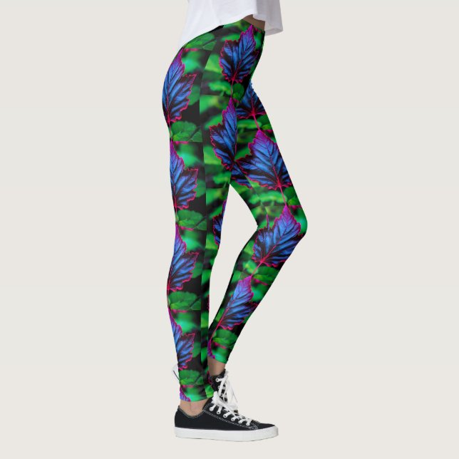 Leggings Leafy Neon Blue en Vivid Green (Derecha)