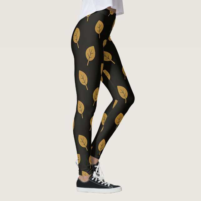 Leggings Leaves negras y doradas (Derecha)