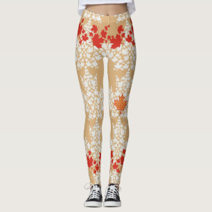 LEGGINGS LEAVES ON LEAVES (CANADA FLAG) BY MASANSER