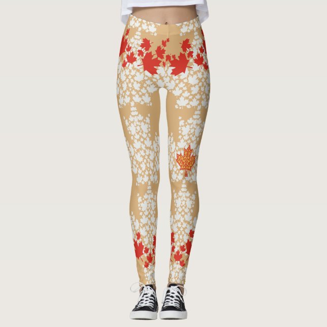LEGGINGS LEAVES ON LEAVES (CANADA FLAG) BY MASANSER (Anverso)