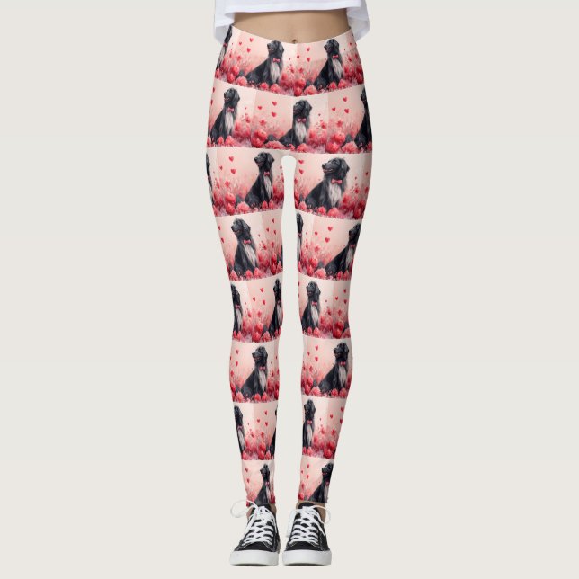 Leggings Lebrel afgano con rosas - Día de San Valentín  (Anverso)