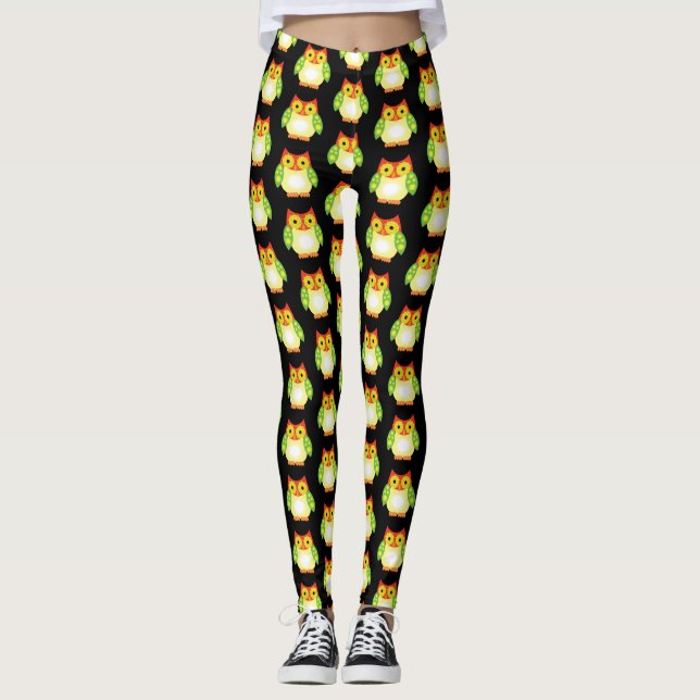 Leggings Lechuza Estrella - Verde Amarillo Rojo (Anverso)
