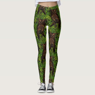 Leggings Lechuzas en el roble, verdes y marrones