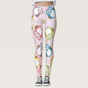 Leggings Lechuzas, Patrón de búho, Lechuzas coloridas, Bebé