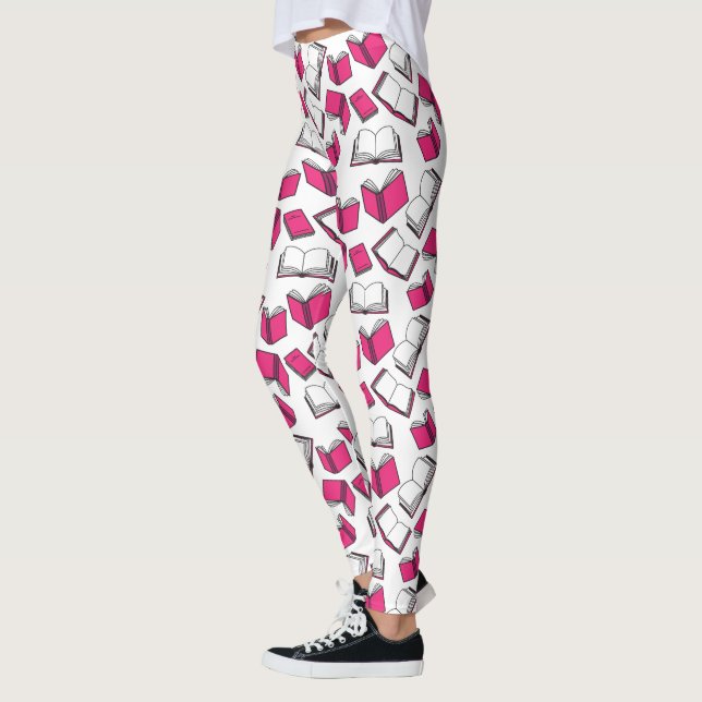 Leggings Lector de libros Autor bibliotecario Patrón blanco (Izquierda)