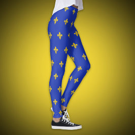 Leggings Legado azul real con oro Fleur de Lis