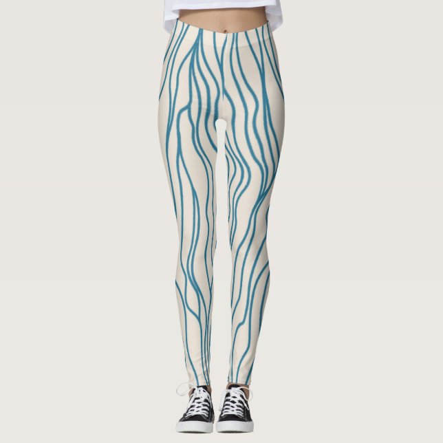 Leggings Legado de alta potencia: blanco / azul (Anverso)