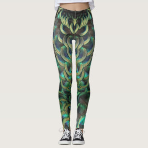 Leggings Legado del patrón de plumas de pavo real indonesi