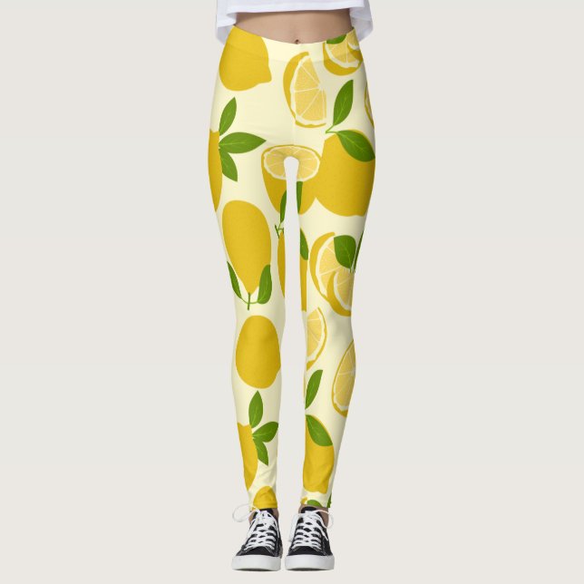 Leggings Legado del patrón limón simple amarillo (Anverso)