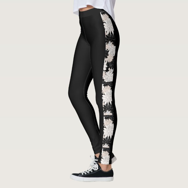 Leggings Legado floral de Dahlia negra (Izquierda)