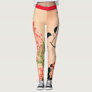 LEGGINGS LEGADOS IMPRESOS DE ARTE DE FLORES JAPONESES
