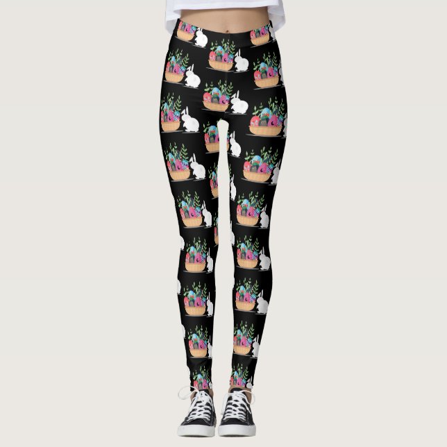 Leggings leggantas de cesta de conejo de pascua (Anverso)