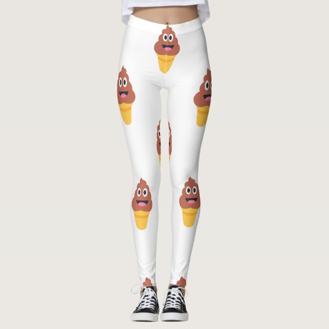 Leggings leggantas de emoji de caca de helado (Anverso)