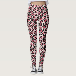 Leggings Leggencias abstractas de leopardo rosa exclusivas