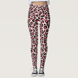 Leggings Leggencias abstractas de leopardo rosa exclusivas