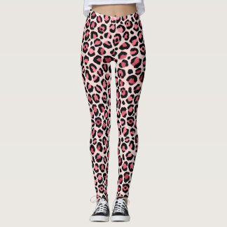 Leggings Leggencias abstractas de leopardo rosa exclusivas