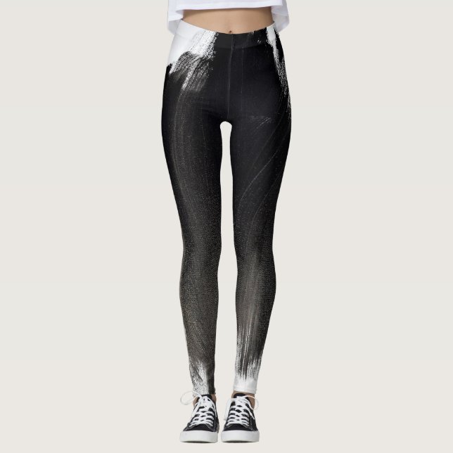 Leggings Leggencias abstractas en blanco y negro (Anverso)