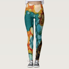 Leggings Leggencias abstractas Verde azuladas brillantes