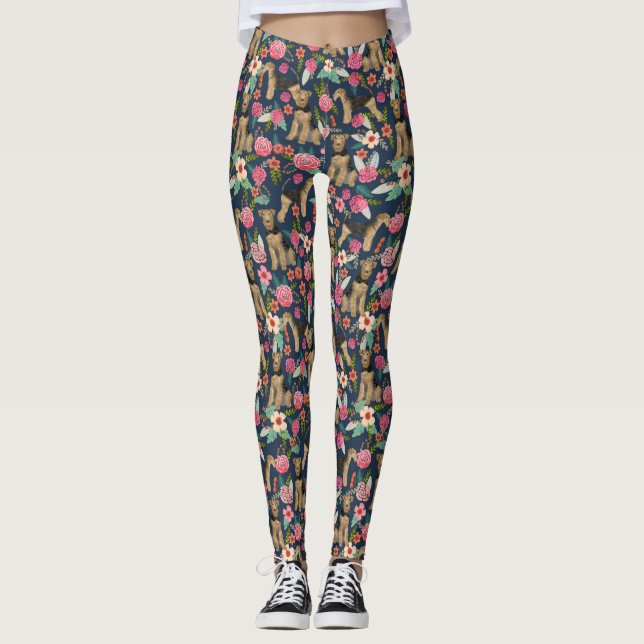 Leggings Leggencias Airedale Terrier Floral Perro (Anverso)