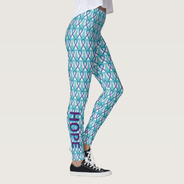 Leggings Leggencias ángel de cinta de conciencia verde azul (Derecha)