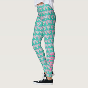 Leggings Leggencias ángel de cinta rosa y Verde azulada de