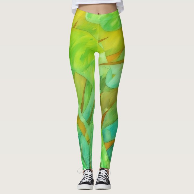 Leggings Leggencias artísticas verdes y cariñosas (Anverso)