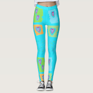 Leggings Leggencias Azules Brillantes Con Corazón