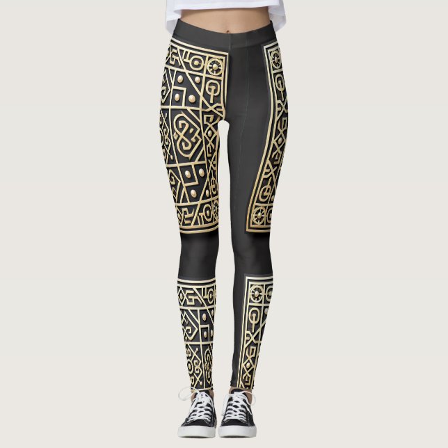 Leggings Leggencias barrocas de color negro y oro (Anverso)