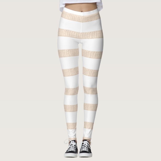 Leggings Leggencias Beige y Blanco (Anverso)
